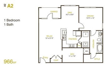 A2 - One Bedroom, One Bathroom 05-5205 floor plan
